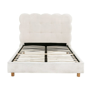 King Single Bed Frame | Cloud Boucle Headboard | Platform Base | White