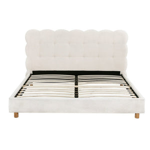 Queen Bed Frame | Cloud Boucle Headboard | Platform Base | White