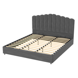 Artiss | King Bed Frame | Velvet Upholstery | Grey | FION Design
