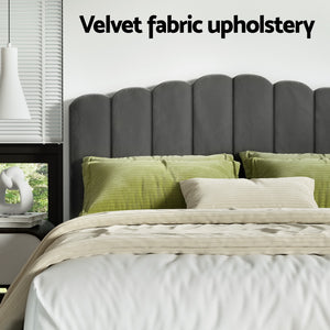 Artiss | King Bed Frame | Velvet Upholstery | Grey | FION Design