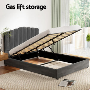 Artiss | Queen Bed Frame | Velvet Upholstery | Grey | FION Design