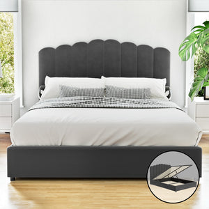 Artiss | Queen Bed Frame | Velvet Upholstery | Grey | FION Design