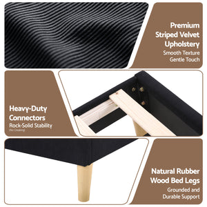 Queen Bed Frame | Adjustable Headboard | Mood Lighting | Black Velvet