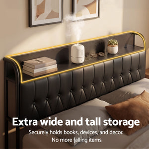King Bed Frame | Storage Headboard with SAA Certified Charging Station