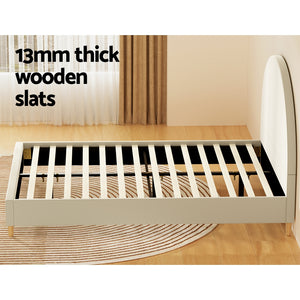 Bed Frame | Double Size | Velvet | Cream | ELLA