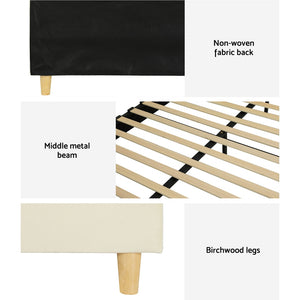 Bed Frame | Double Size | Velvet | Cream | ELLA