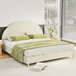 Bed Frame | King Size | Velvet | Cream | ELLA