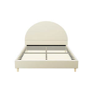 Bed Frame | Queen Size | Velvet | Cream | ELLA