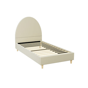 Bed Frame | Single Size | Velvet | Cream | ELLA