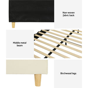 Bed Frame | Single Size | Velvet | Cream | ELLA