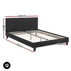 Queen Bed Frame + Hybrid Mattress Bundle | Upholstered Platform Base | Pocket Coil