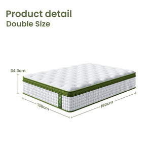 Double Bed Frame + Hybrid Mattress Bundle | With Headboard | White