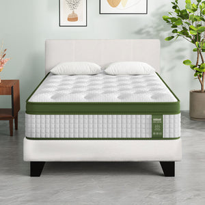 King Single Bed Frame + Hybrid Mattress Set | Boucle Upholstered Platform | White