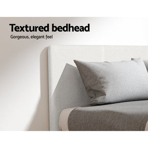 King Single Bed Frame + Hybrid Mattress Set | Boucle Upholstered Platform | White