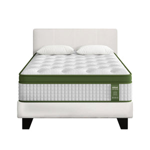 King Single Bed Frame + Hybrid Mattress Set | Boucle Upholstered Platform | White