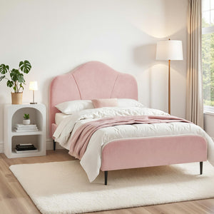 King Single Storage Bed Frame | Velvet | Includes Bedside Table | Pink