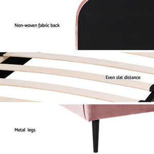King Single Storage Bed Frame | Velvet | Includes Bedside Table | Pink