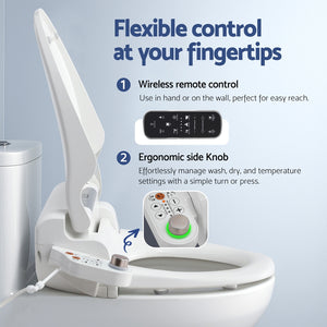 Cefito Electric Bidet Toilet Seat | LED Night Light | Heated Seat with Remote