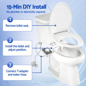 Ultra-Slim Bidet Attachment | Non-Electric Dual Nozzle Toilet Spray