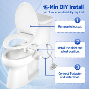 Ultra-Slim Bidet Attachment | Self-Cleaning Dual Nozzle Toilet Spray