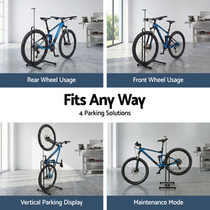 4-in-1 Bike Parking Stand | Adjustable Height | Vertical Storage Rack | 24–27.5 Inch Bikes