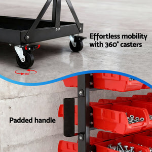 Storage Bins Rack | 74 Bins | Double Sided | Mobile Workshop Organiser