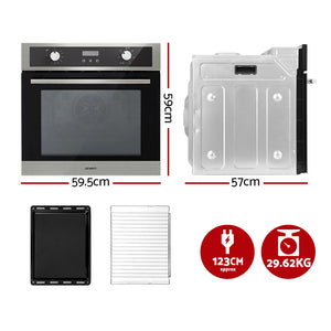 Devanti Electric Built-In Wall Oven | 80L | Convection Grill Ovens | Stainless Steel