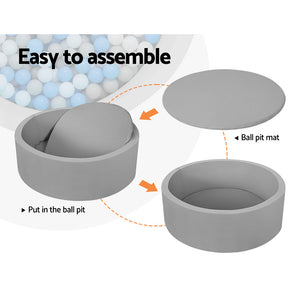 Ball Pit | 90x30cm | Ocean Foam Play Pool Barrier | Grey