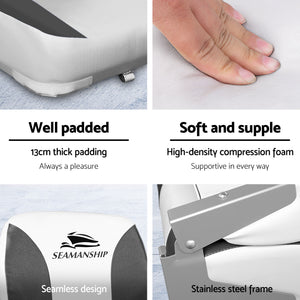 Folding Boat Seats with Pedestals 2 Pack | Low Back | 34–46cm Adjustable | Charcoal