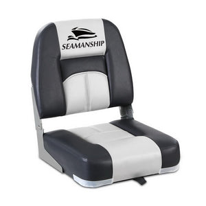 Seamanship Folding Boat Seats | 2PCS Marine Swivel Seats | Low Back | 10cm Padding | Grey