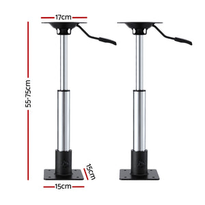Boat Seat Pedestal 2 Pack | 55–75cm Adjustable | Gas Lift | 360° Swivel