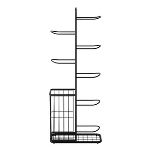 Ball Storage Rack 7-Tier | Sports Equipment Organiser with Basket | Garage & Gym | Black