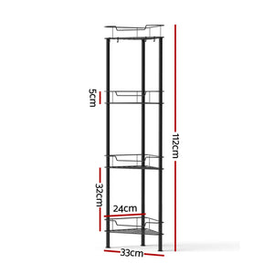 Corner Shower Caddy | 4 Tier | Floor Standing Bathroom Organiser | Black