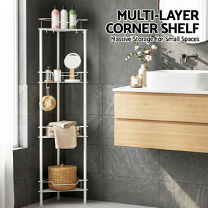 Artiss 4 Tier Floor Standing Corner Shower Caddy Bathroom Organizer White