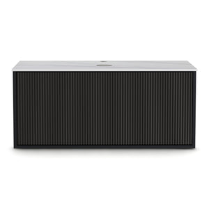 Wall Hung Vanity Unit | 900mm | Grooved Timber Front | Black
