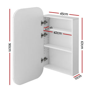 Shaving Mirror Cabinet | Arch Design | Wall Hung | 450x900mm | White