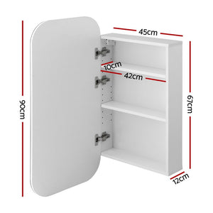 Shaving Mirror Cabinet | Arch Design | Wall Hung | 450x900mm | White