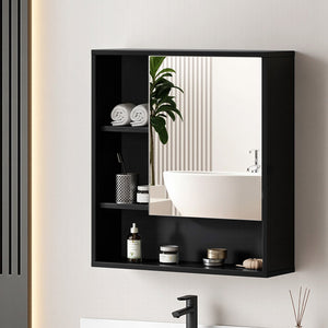 Mirror Cabinet | 560mm | Wall Mounted | Adjustable Shelf | Black