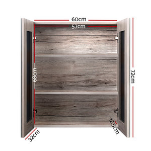 Cefito Bathroom Mirror Cabinet | 600x720mm | Oak Finish