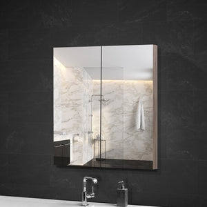Cefito Bathroom Mirror Cabinet | 600x720mm | Oak Finish