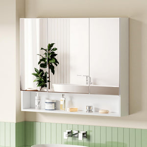 Mirrored Medicine Cabinet | 900x750mm | Wall Hung | Adjustable Shelves | White