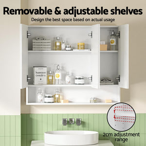 Mirrored Medicine Cabinet | 900x750mm | Wall Hung | Adjustable Shelves | White