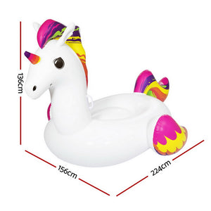 Unicorn Pool Float | Inflatable Ride-On Lounger | 224x156cm