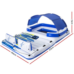 Pool Float Island | Inflatable Lounge | 6-Person Seat | Canopy