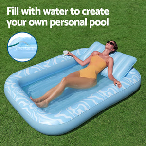 Pool Lounger | Inflatable Floating Seat | Pillow & Cup Holder | 2.03m x 1.37m