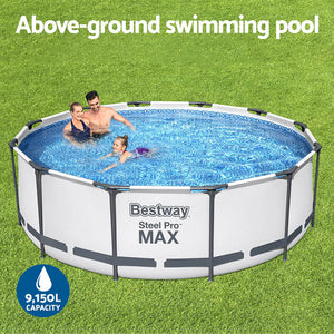 Swimming Pool | 366x100cm | Steel Frame | Round Above Ground Pool | Filter Pump | 9150L