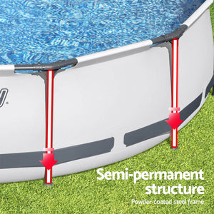 Swimming Pool | 366x100cm | Steel Frame | Round Above Ground Pool | Filter Pump | 9150L