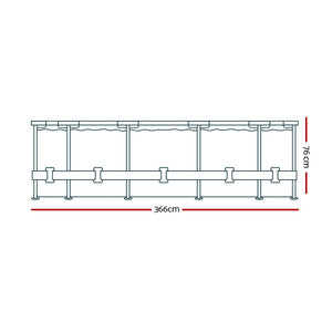 Swimming Pool | 366x76cm | Steel Frame | Round Above Ground Pools w/Filter Pump | 6473L