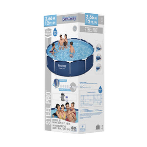 Swimming Pool | 366x76cm | Steel Frame | Round Above Ground Pools w/Filter Pump | 6473L
