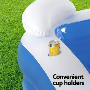 Kids Inflatable Pool | 213x206cm | Seat Cushions + Cup Holder | Above Ground